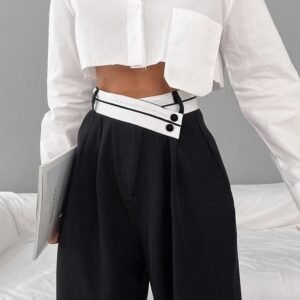 Commuter Color Suit Pants Women's Casual Drape Mop Pants Wide Leg Pants