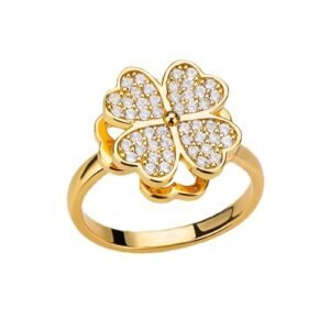 Flower Rings for  Women With Rhinestones Ins Fashion Anti-anxiety Decompression Rotatable Ring